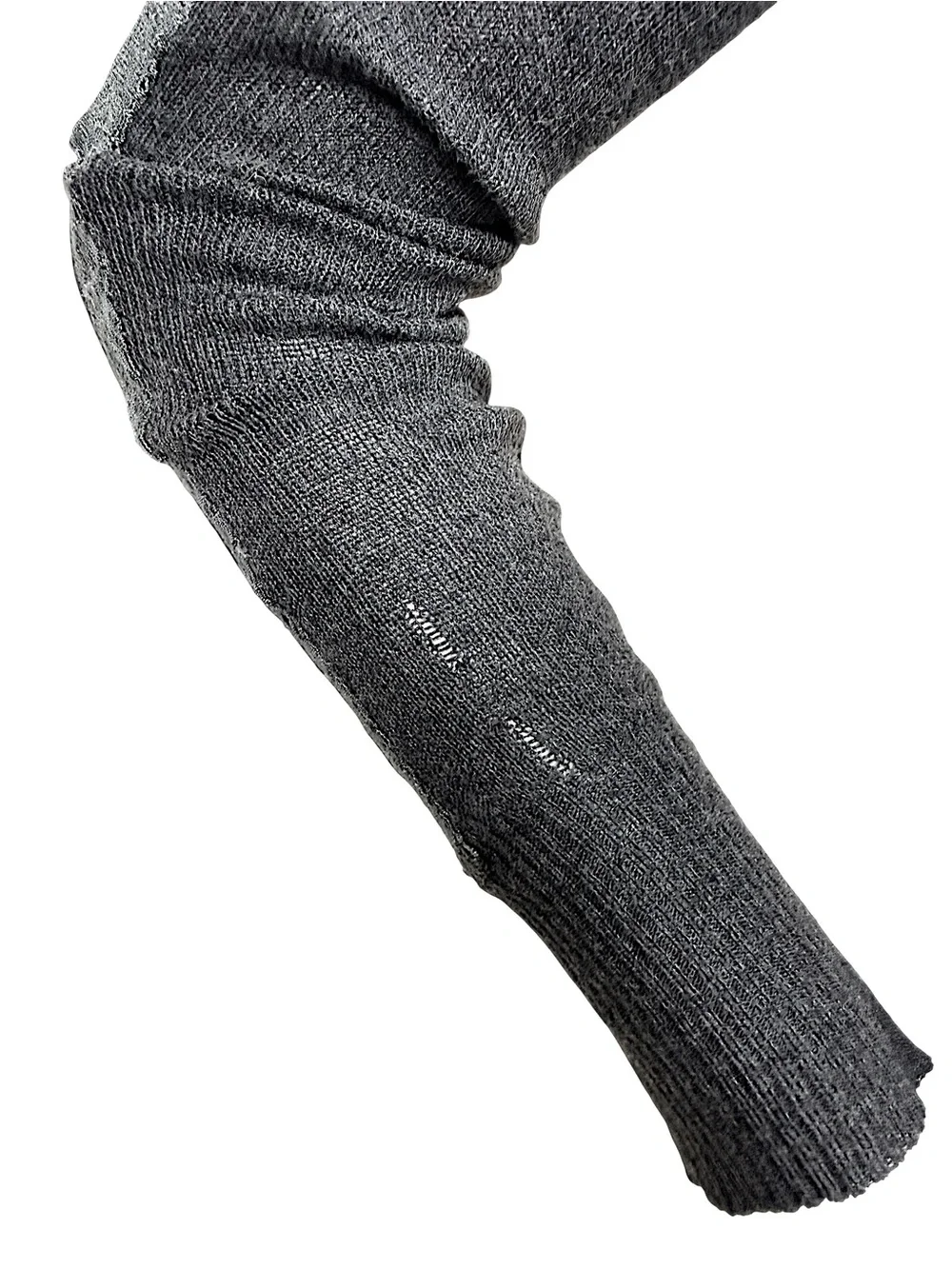 CHANEL Vintage Fall 2008 Grey CC Logo Lace Sleeve Turtleneck Sweater
